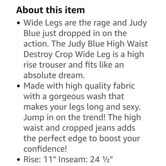 NWT! Judy Blue High Waist Knee Destroy Wide Leg Crop Denim Size 5/27 - Picture 10 of 10